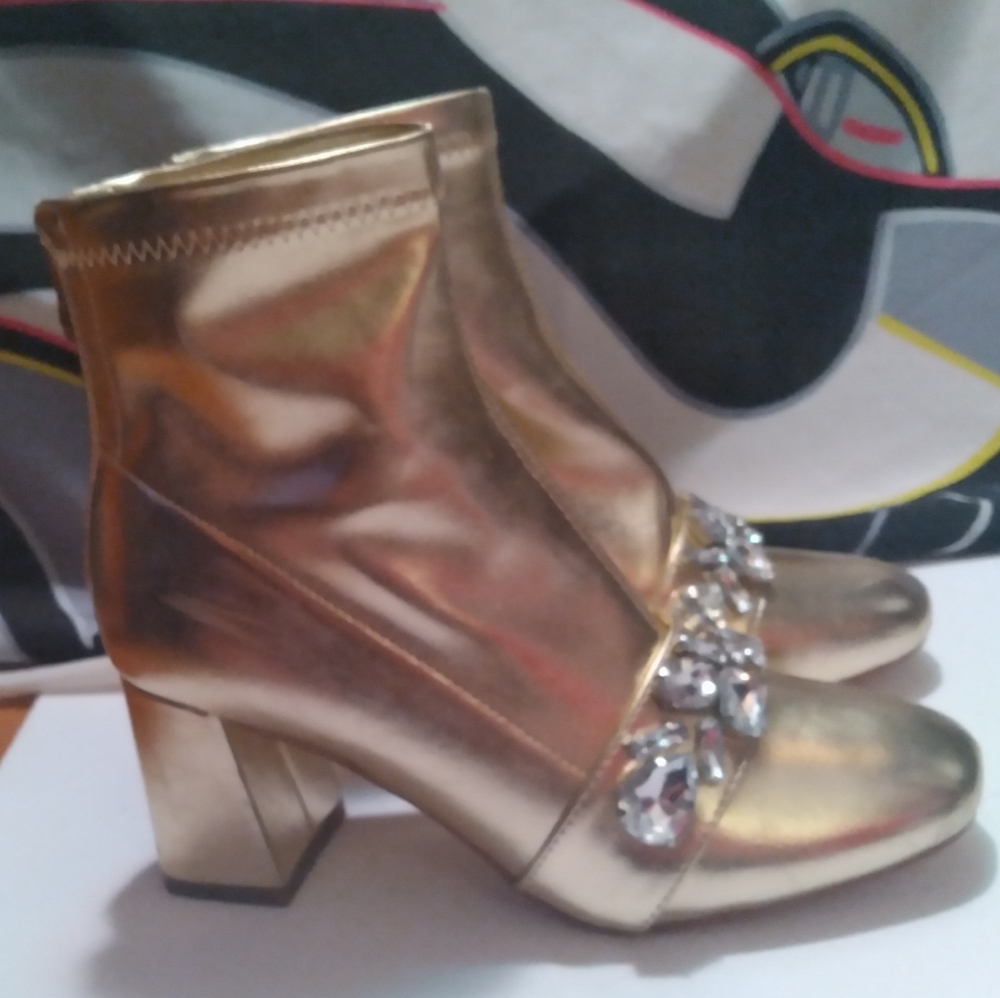 Gold and Rhinestone booties - Picture 3 of 6